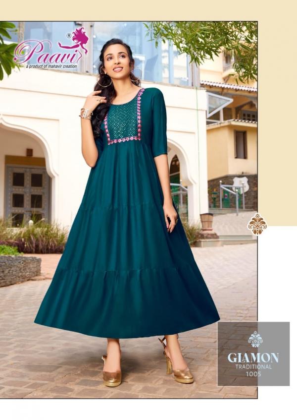 Paavi Rinaz Vol 2rayon Designer Long Anarkali Kurti Collection